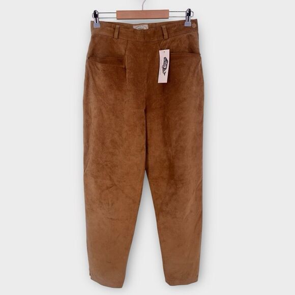 VTG VENTILO La Colline 42 28 in Waist Brown Suede Leather Pants Lined High Waist - Picture 1 of 15